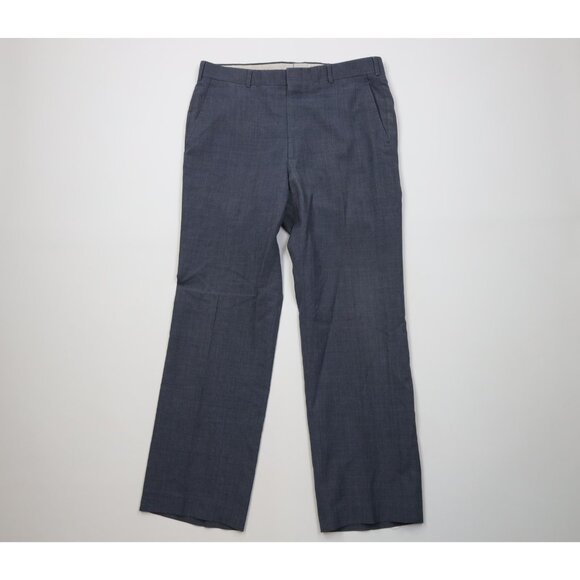 Vintage 70s Mens 34x30 Lightweight Chambray Wool Knit Wide Leg Chino Pants USA
